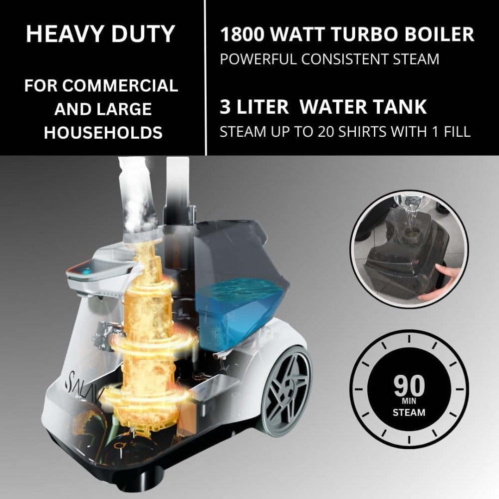 Heavy Duty Garment Steamer - 3L Tank & Foot Pedals