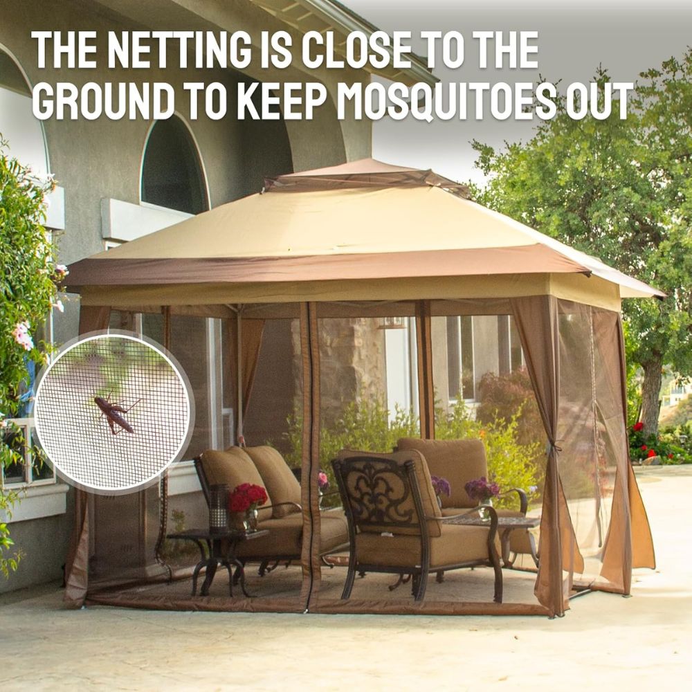13x13 Pop Up Gazebo with Netting – Instant Outdoor Shade & Shelter