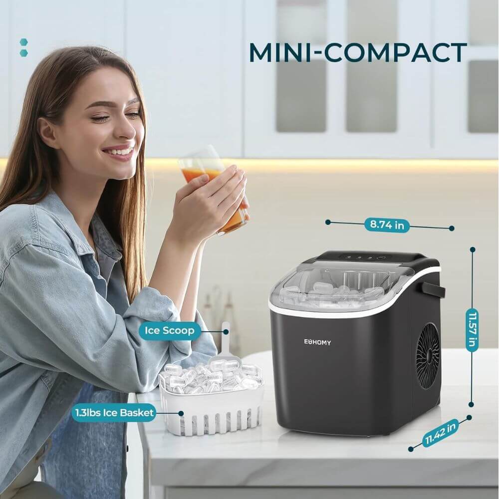 Countertop Ice Maker 26lbs/Day – Portable Fast Ice Machine, Auto-Clean