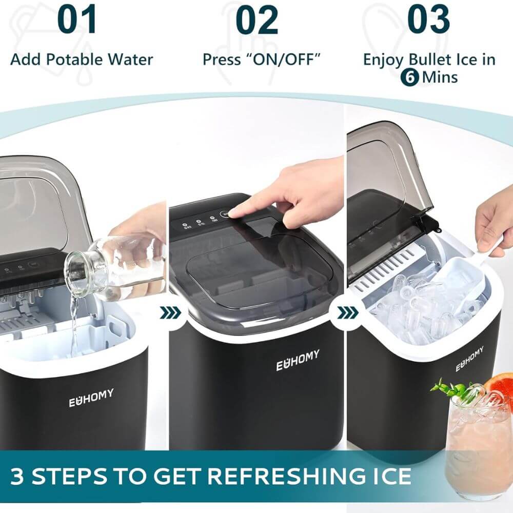 Countertop Ice Maker 26lbs/Day – Portable Fast Ice Machine, Auto-Clean