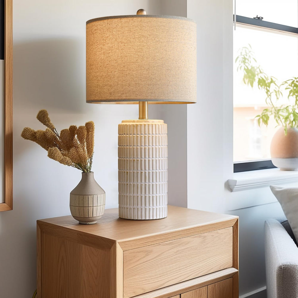 Ceramic Table Lamp Set of 2 – Farmhouse Nightstand & Desk Lighting