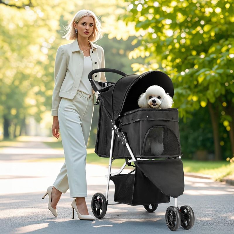 Foldable Pet Stroller – Lightweight, Breathable Dog & Cat Carrier