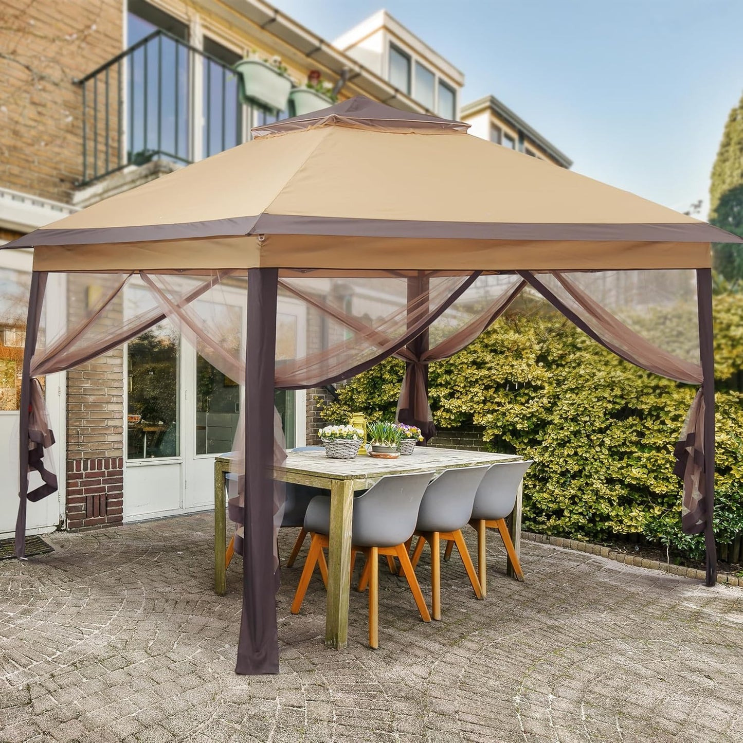 11x11 Pop Up Canopy Tent with Netting - Easy Setup & Durable