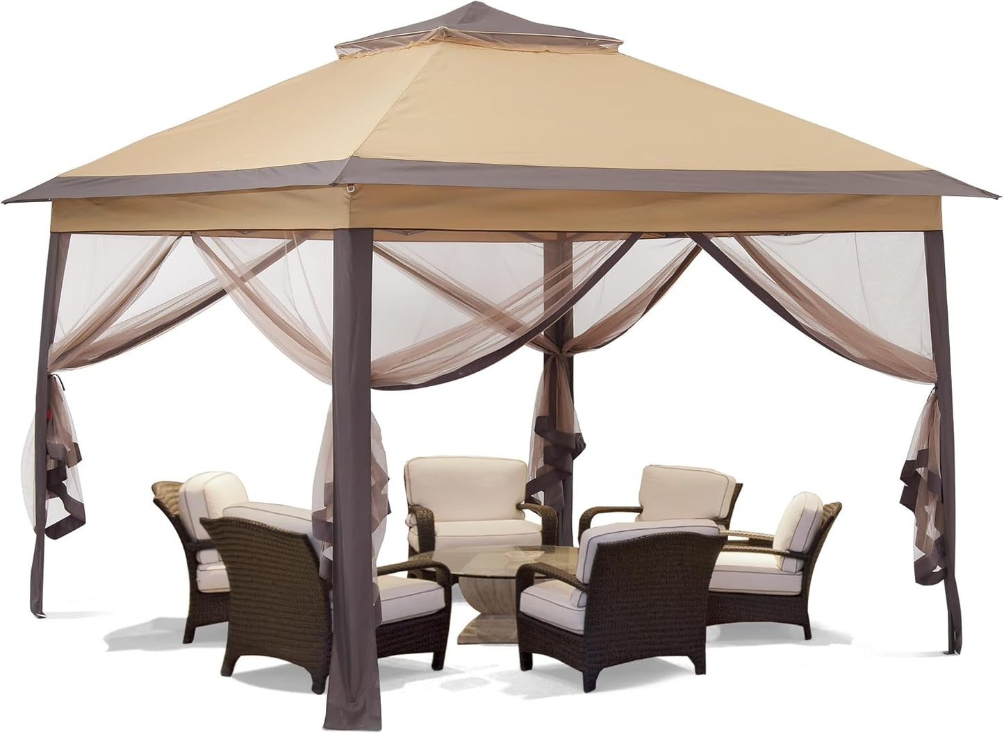 11x11 Pop Up Canopy Tent with Netting - Easy Setup & Durable