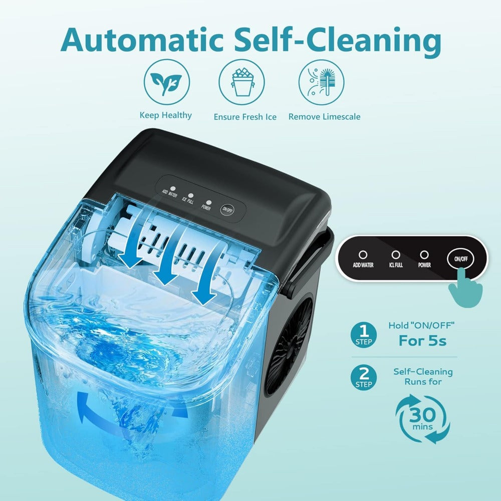 Countertop Ice Maker 26lbs in 24Hrs - Fast 6 Min Cubes, Portable Auto-Clean