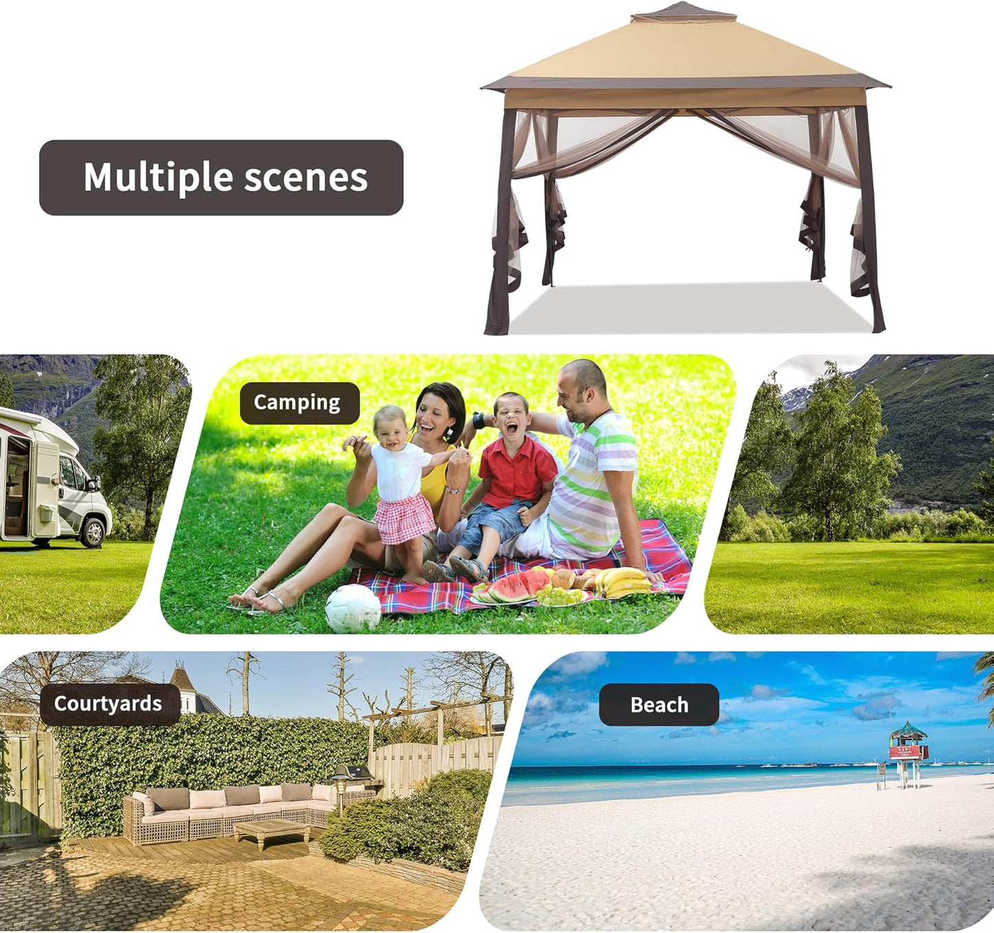 11x11 Pop Up Canopy Tent with Netting - Easy Setup & Durable