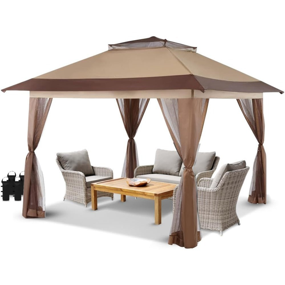 13x13 Pop Up Gazebo - Easy Setup Canopy Tent for Backyard