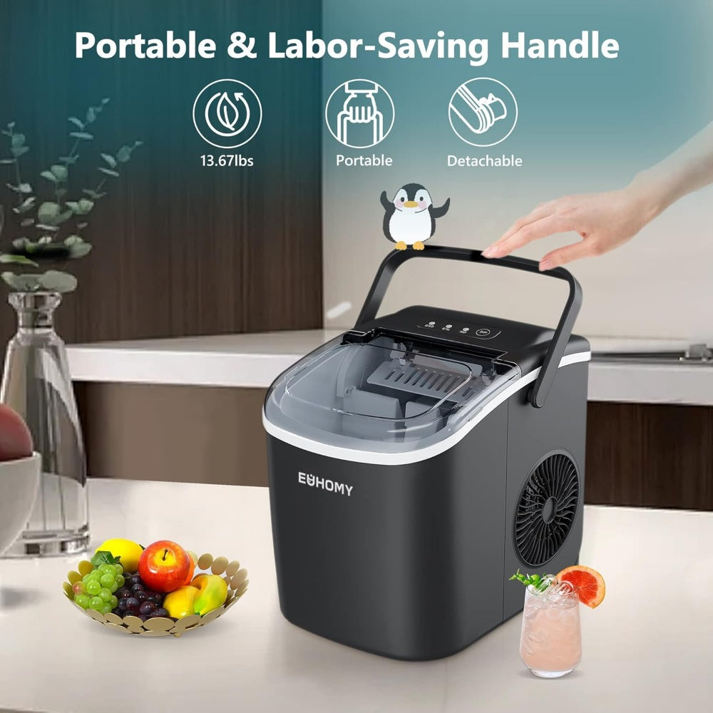 Countertop Ice Maker 26lbs in 24Hrs - Fast 6 Min Cubes, Portable Auto-Clean
