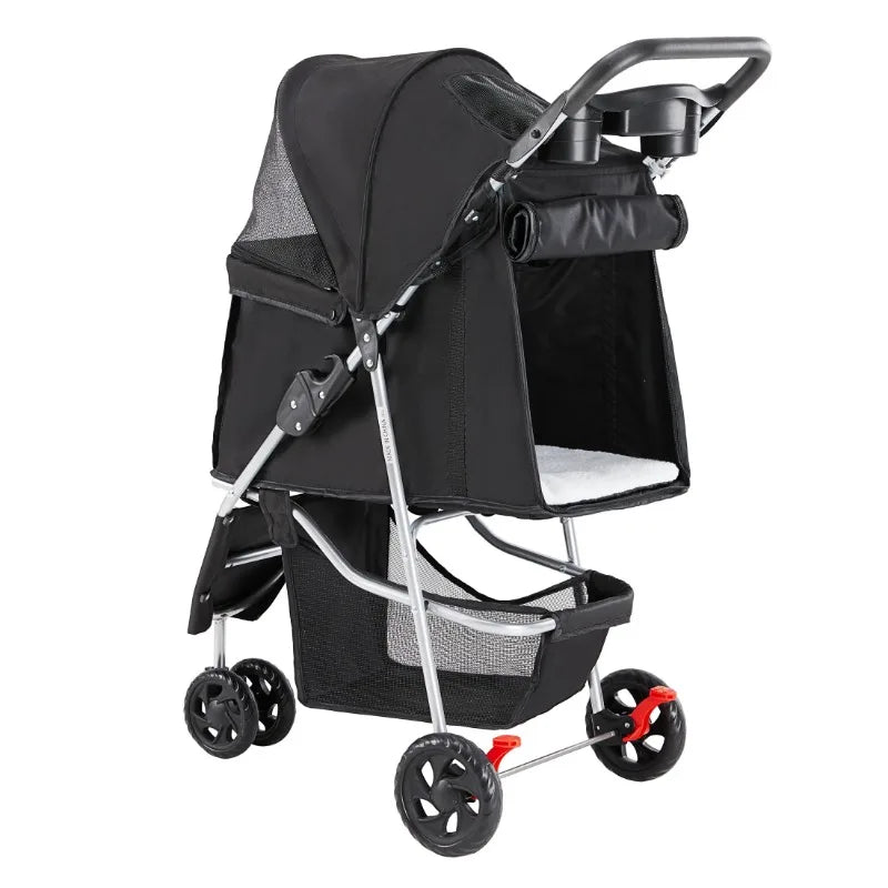Dog Stroller with Storage & Cup Holder - Foldable & Portable