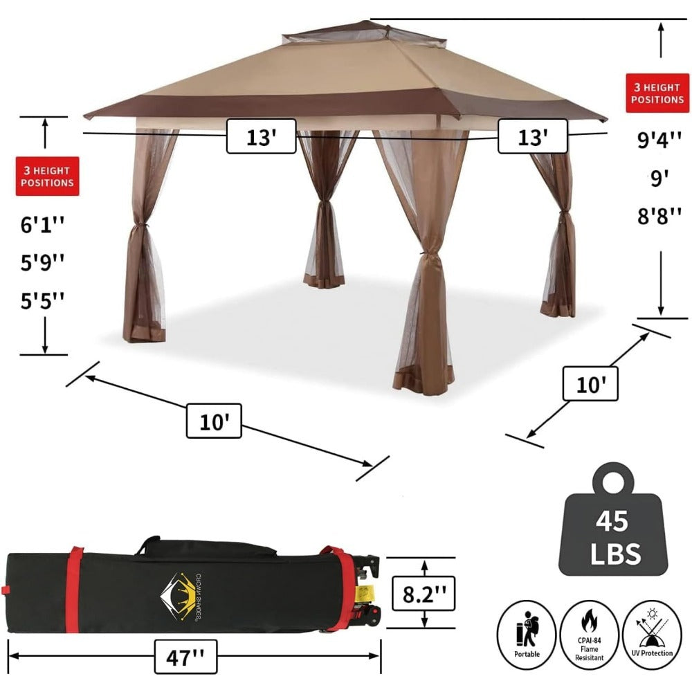 13x13 Pop Up Gazebo - Easy Setup Canopy Tent for Backyard