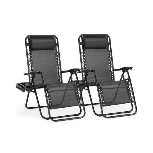 Zero Gravity Chairs 2-Pack – Adjustable Outdoor Lounge Chairs with Cup Holder