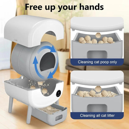 Self Cleaning Cat Litter Box 95L - App-Controlled, Automatic with Safety Protection