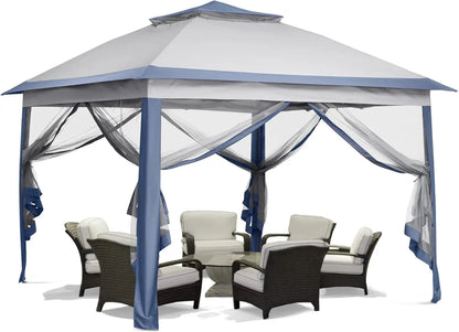 11x11 Pop Up Canopy Tent with Netting - Easy Setup & Durable