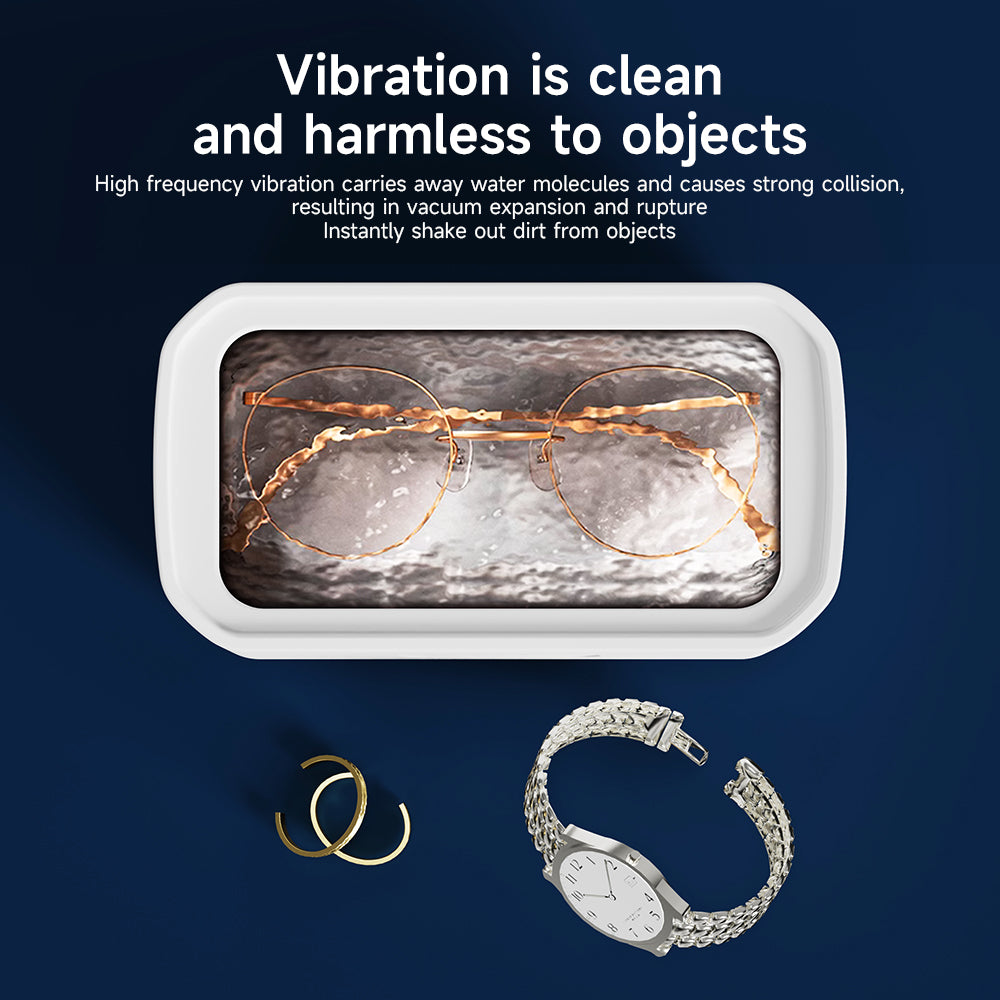 Ultrasonic Jewelry Cleaner 650ml for Glasses Rings Watch Bands - Large Capacity 49KHz Power