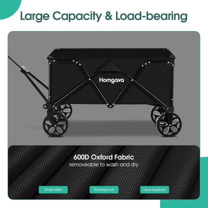 Collapsible Foldable Heavy Duty Wagon -  Folding Outdoor Gardening Grocery Utility Cart with Wheels