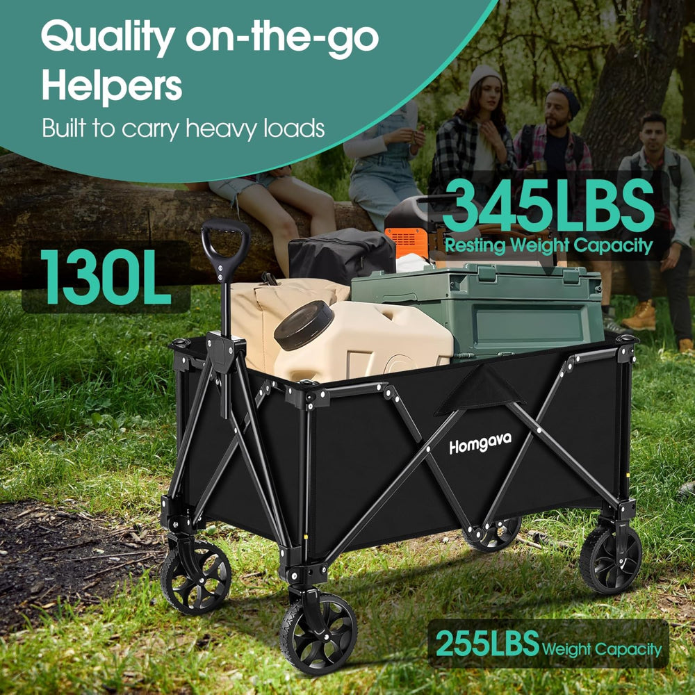 Collapsible Foldable Heavy Duty Wagon -  Folding Outdoor Gardening Grocery Utility Cart with Wheels