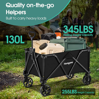 Collapsible Foldable Heavy Duty Wagon -  Folding Outdoor Gardening Grocery Utility Cart with Wheels