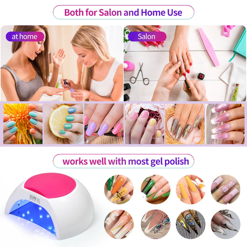 48W UV Nail Lamp: Fast Gel Polish Dryer for Manicures & Pedicures